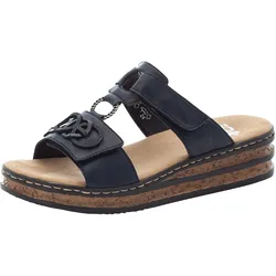 Pantolette, Plateau, Sommerschuh, Schlappen mit Schmuckelementen, Gr. 39, nachtblau, , 26912241-39