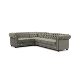 S-Style Chesterfield Ecksofa Cleo Blink ¦ grau ¦ Maße (cm): B: 264 H: 72