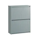 SoBuy Schuhkipper mit 2 Klappen Schuhschrank schmal Schuhregal mit 4 Ablageflächen Schuhkommode Hellgrau bht ca. 61x81x26cm