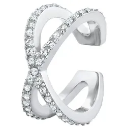 Elli Single Earcuff Kreuz Kristalle 925 Silber Earcuffs   Damen 