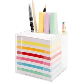 Folia Zettelbox mit Stiftehalter transparent inkl. 700 Notizzettel farbig sortiert