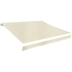 DELUKE® Markisenbespannung Markisenstoff Wasserabweisend Reißfest Creme, für 450x350cm Rahmen Markise mit Volant Markisen Ersatzstoff Markisentuch
