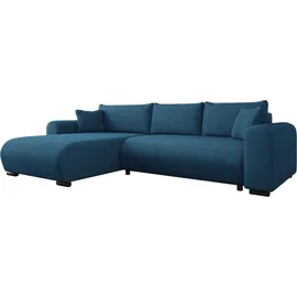 Mirjan24 Eckcouch Cord mit Schlaffunktion 2-Sitzer Blau