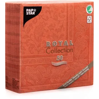 Papstar 50 Servietten "ROYAL Collection" 1/4-Falz 40 cm x 40 cm terracotta "Ornaments"
