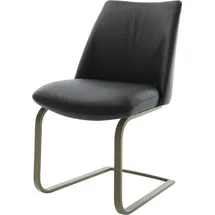 DeLife Freischwinger Elso-Flex Echt-Leder Schwarz Freischwinger flach Effektfinish Titan Taschenfederkern, - Schwarz