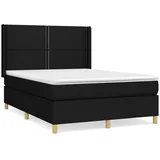 vidaXL Boxspringbett mit Matratze Schwarz 140x200 cm Stoff