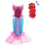 Lito Angels Prinzessin Meerjungfrau Arielle Kostüm Kleid Verkleidung mit Perücke für Kleinkind Mädchen Größe 2-3 Jahre 98 (Tag-Nummer 100)