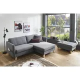 Atlantic Home Collection Ecksofa "Mailo L-Form", grau, B:204cm, ATLANTIC HOME COLLECTION, Sofas, Ecksofa, mit Seitentaschen, Recamiere beidseitig montierbar, Massivholzfüße