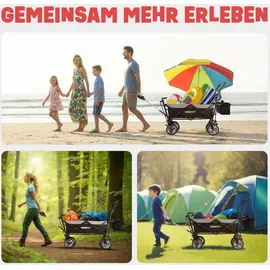 onbest Bollerwagen faltbar mit Dach schwarz/Kühltasche