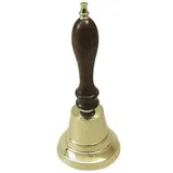 Messing Nautika Tischglocke aus Messing mit Holzgriff, 18 cm hoch - Hängend, Gold, Klassisch, Weihnachten