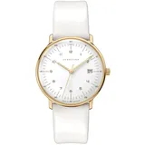 JUNGHANS 47/7451.02 max bill Damenuhr mit Saphirglas Weiß/Goldfarben