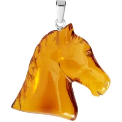 Ketten-Anhänger OSTSEE-SCHMUCK "Ostsee-Schmuck Anhänger Pferd Anhänger Pferd", weiß, Schmuckanhänger, Damen, 37 x 30mm, Bernstein, 4.0 g