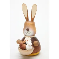Christian Ulbricht Erzgebirge Wackelhase mit Babys natur 9,8 cm