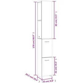 vidaXL Badezimmerschrank Sonoma-Eiche 25x25x170 cm Holzwerkstoff