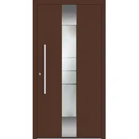 SCHÜCO Aluminium Haustür "AMADEJA" ADS 75.SI RC2 Sepiabraun RAL 8014 innen öffnend DIN links