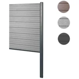 MCW WPC-Sichtschutz Savoie, Zaun Windschutz, Alu-Pfosten zum Einbetonieren ~ Erweiterungselement schmal, 95cm grau