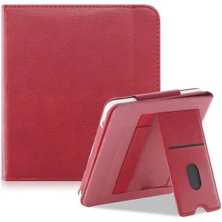 DINGGUAGUA Hülle Kompatibel Tolino Vision Color (2024)/Vision 6 (2021) & Kobo Libra Colour (2024)/Libra 2 (2021) 7 Zoll E-Reader,Schutzhülle mit Ständer mit Handschlaufe,Rot