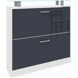Schuhschrank BORCHARDT MÖBEL "Finn", grau (weiß, graphit hochglanz), B:89cm H:90cm T:23cm, Holzwerkstoff, Schränke, Breite 89 cm, mit Glasablage