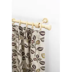Gardinenstange GARESA "Sandri Vollrund, Endknopf Reno", beige (natur), L:270cm, Holz, Gardinenstangen, Vorhanggarnitur aus Holz, verlängerbar, mit Ringe