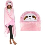 Shoppawhile Faultier Geschenk für Frauen Tragbare Decke mit Ärmeln 150 * 130cm Lustige Sloth Kuscheldecke Flauschig