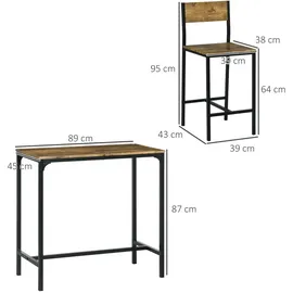 Homcom Bartisch Set 89 x 87 x 45 cm Braun