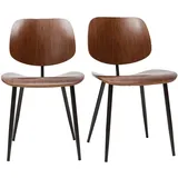 Stühle TOBIAS dunkles Holz und schwarzes Metall (2er-Set)