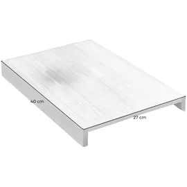 KAWOLA Big Sofa MADELINE Cord cremeweiß mit Hocker / 4 Zierkissen / Armlehntablett schwarz