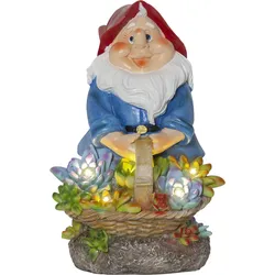 LED-Solar-Figur "Gnomy", Zwerg mit Blumenkorb