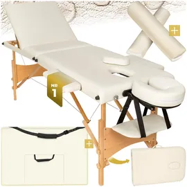Tectake tectake® 3 Zonen Massageliege-Set, Daniel mit Holzgestell, 210 x 95 x 84 cm