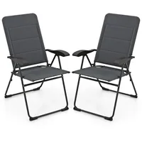 Costway Gartenstuhl 2er Set Grau