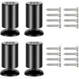 Qrity 4 x Möbelfüße Edelstahl, 8cm Sofa Füße mit Gummimatte, Sicher & Leise, für Schrank Sofa Bett Couchtisch, Schwarz