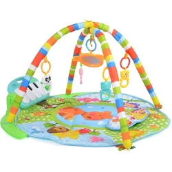 Moni Spielbogen Piano 696-R, Krabbeldecke, Musiktasten, Spiegel, Spielcenter blau