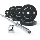 ATLETICA Delta HighRep Hantelstangen Set | Delta Hybrid Langhantel | 75kg Hantelscheiben | Für Gewichtheben, Powerlifting und CrossFit Delta Hybrid Barbell Farbe Chrome