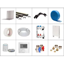 thermova 80 m2 Set Tackersystem Faltplatte 25 mm WLG 045 16x2 Alu-Verbundrohr Raster 15 cm 6 Heizkreise LCD Regler 230 V + Zubehör