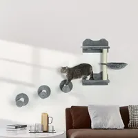 PawHut Katzen Kletterwand 4-teilig 40 x 28 x 73 cm grau