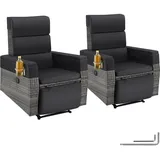 Tectake Pacentro Rattansessel 80 x 157 x 97 cm grau 2 St.