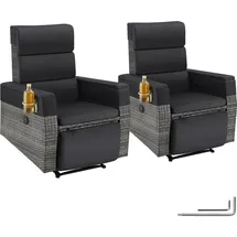 Tectake Pacentro Rattansessel 80 x 157 x 97 cm grau 2 St.