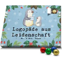 Mr. & Mrs. Panda Schoko Adventskalender Logopäde Leidenschaft - Blau Pastell - Geschenk, Logopädie, Kollege, Schenken, Ausbildung, Rente, Schokol... - Blau