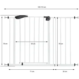 ECD Germany Türschutzgitter 105-115 cm Weiß