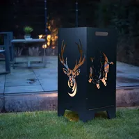 FEUERTONNEN BERTLING® Feuertonne Mit Natur Motiv |Stabiles Stecksystem Mit Tragegriffen |Robust & Aus Hochwertigem Stahl |Für Eine Knisternde Gemütlichkeit In Deinem Garten (78cm Hirsch & Wildschwein)
