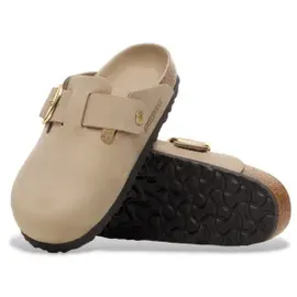Birkenstock für Damen. 1030425 Boston Big Buckle Leder Clogs beige (38), Wohnung, Keine, Lässig