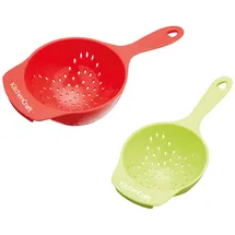 KitchenCraft Healty Eating Plastic Mini Colander Set, enthält ein 1 cm (4") und ein 8 cm (31⁄4") Sieb - Rot/Grün (2er Pack)