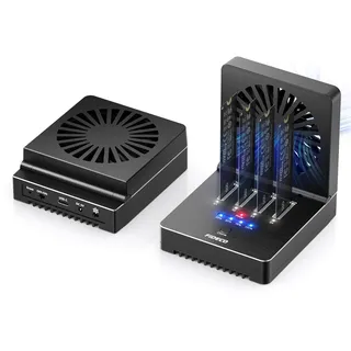 FIDECO M.2 NVMe Docking Station, 4-Bay NVMe Festplatten Dockingstation mit faltbarem Lüfter, 40 Gbit/s (4x10 Gbit/s, 2x20 Gbit/s) SSD Cloner Dock, unterstützt Offline-Klonen und Offline-Datenlöschung