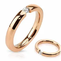 Order & Smile Schmuck Spannring Spannring Verlobungsring roségold Edelstahl Ring mit Zirkonia 62