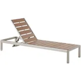 Beliani Gartenliege Heller Holzfarbton Silber, Metall, 64x93x198 cm, Gartenmöbel, Gartenliegen