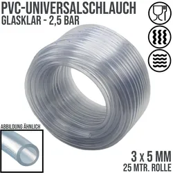 3 x 5 mm PVC Luft Filter Wasser Universal Labor Aquarium Terrarium Schlauch klar...