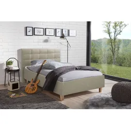 Alina Polsterbett ALINA "Ricardo", beige (beige tta 2), B:156cm H:102cm L:213cm, Struktur TTA (100% Polyester), Betten, Polsterbett, Füße in Buche natur