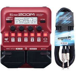 Zoom Audio E-Gitarre »Zoom B1 FOUR Multi-Effektgerät für Bass + Kabel«