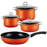 Riess Kochtopfset, Orange, Metall, 7-teilig, 16 cm,20 cm, 1,5 L,3,5 L,2 L, rund, 28.5x24x48.5 cm, rostfrei, hitzebeständig, geschmacksneutral,backofengeeignet, Kochen, Töpfe, Topfsets