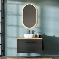 Planetmöbel Waschtischunterschrank LUX 90 cm Gold Eiche / Anthrazit